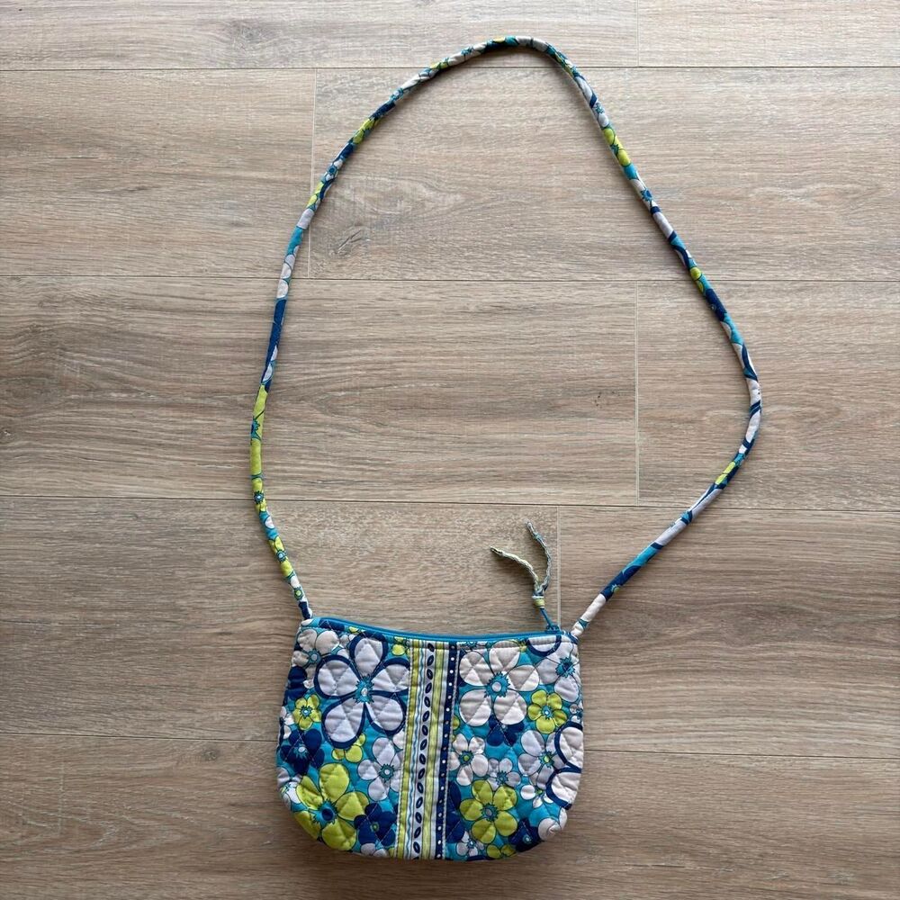 Vera Bradley Y2K Blue & Green Quilted Petal Power Crossbody Shoulder Bag Purse